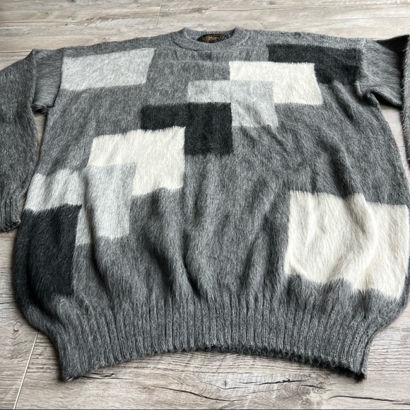 La Perez Alpaca Wool Vintage Sweater Geometric Print - Picture 2 of 7